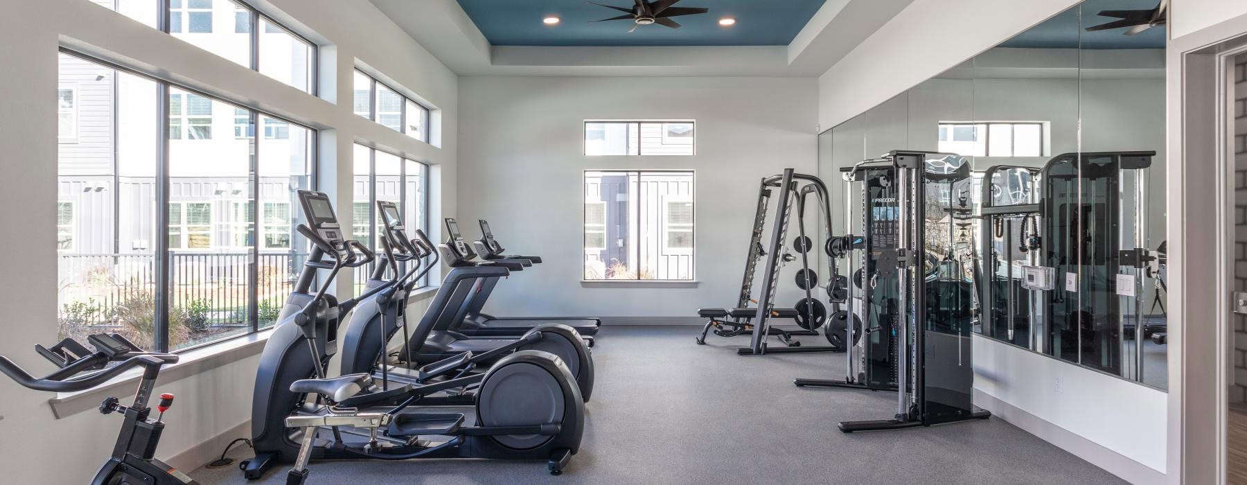 a gym with exercise equipment